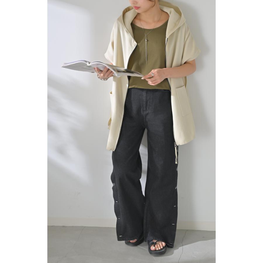 デニム パンツ デニムパンツ レディース ワイドパンツ ワイド ジーンズ ジーパン 体型カバー ボトムス ボトム ストレート ロング ロングパンツ ズボン ゆったり | HUG.U | 04