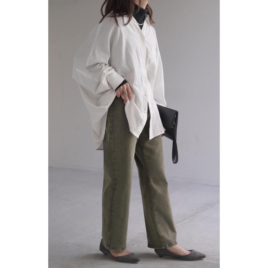 デニム ストレート ボトムス ヴィンテージライク ジーンズ レディース ズボン デニムパンツ ワイド ストレッチ | HUG.U | 13