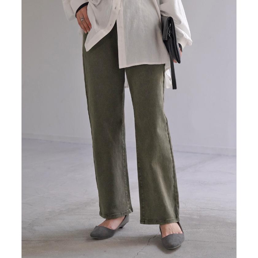 デニム ストレート ボトムス ヴィンテージライク ジーンズ レディース ズボン デニムパンツ ワイド ストレッチ | HUG.U | 07