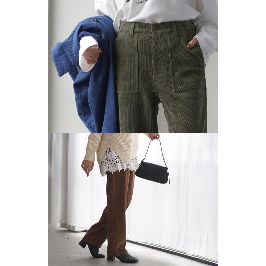 パンツ ワイド レディース コーデュロイ ベイカーパンツ ワイドパンツ ロング ロングパンツ 無地 体型カバー | HUG.U | 14