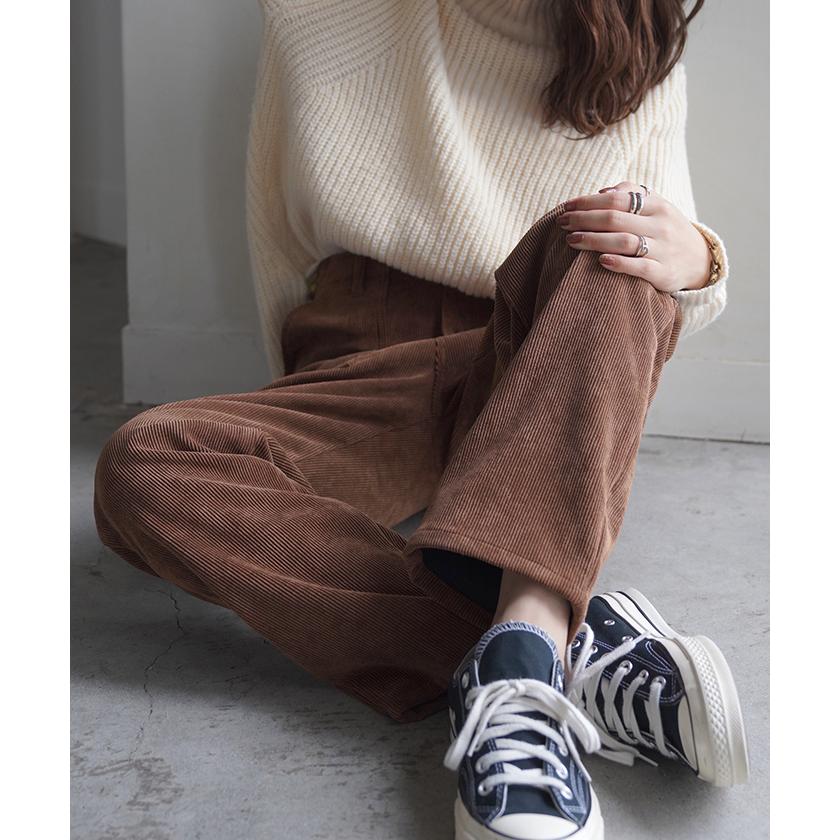 パンツ ワイド レディース コーデュロイ ベイカーパンツ ワイドパンツ ロング ロングパンツ 無地 体型カバー | HUG.U | 16