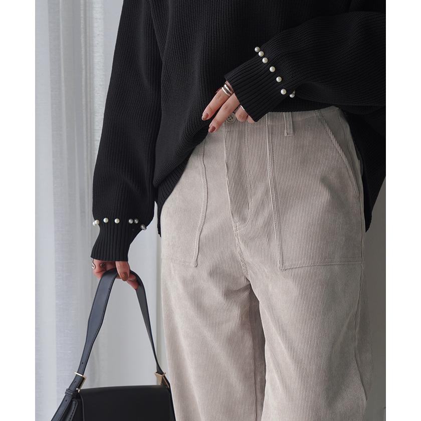 パンツ ワイド レディース コーデュロイ ベイカーパンツ ワイドパンツ ロング ロングパンツ 無地 体型カバー | HUG.U | 21