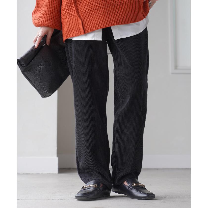 パンツ ワイド レディース コーデュロイ ベイカーパンツ ワイドパンツ ロング ロングパンツ 無地 体型カバー | HUG.U | 08