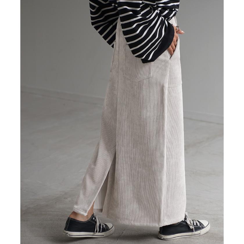スカート ベイカー コーデュロイ レディース ボトムス 無地 ロング ロングスカート Iライン ハイウエスト | HUG.U | 21