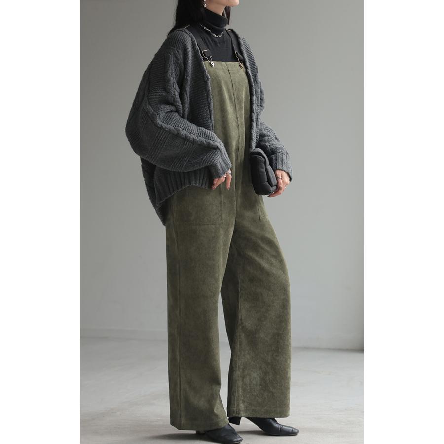 サロペット コーデュロイ ベイカー レディース オールインワン サロペ ロング Iライン 調節可能 オーバーオール | HUG.U | 14