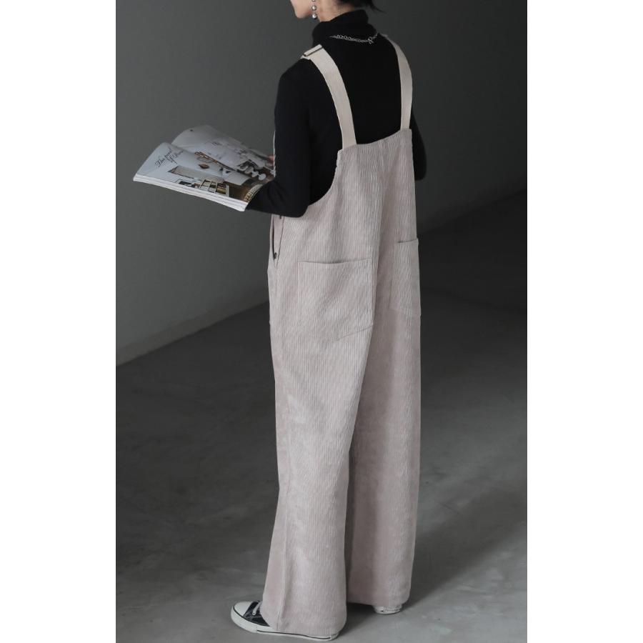 サロペット コーデュロイ ベイカー レディース オールインワン サロペ ロング Iライン 調節可能 オーバーオール | HUG.U | 21