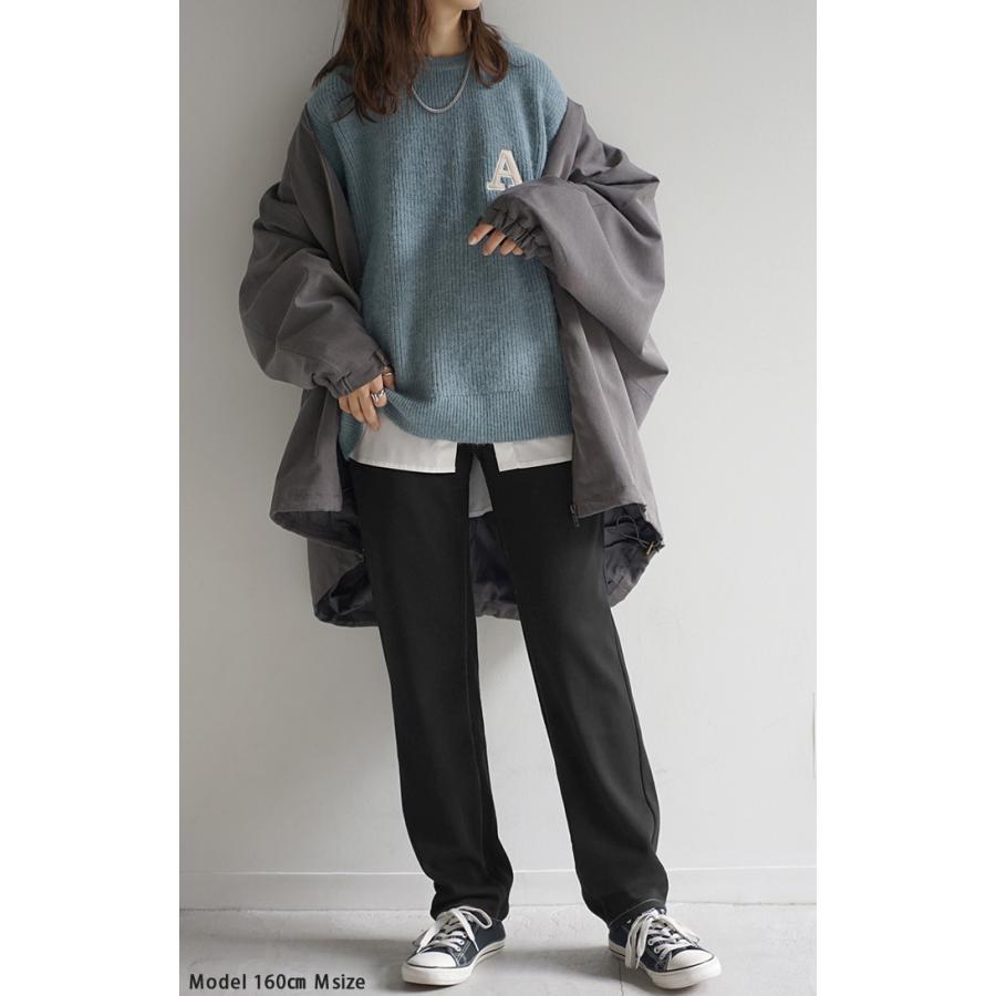 パンツ デニム 風 ニット テーパード レディース テーパードパンツ ワイド ワイドパンツ ロング ロングパンツ 体型カバー ボトムス ストレート ズボン ゆったり | HUG.U | 11