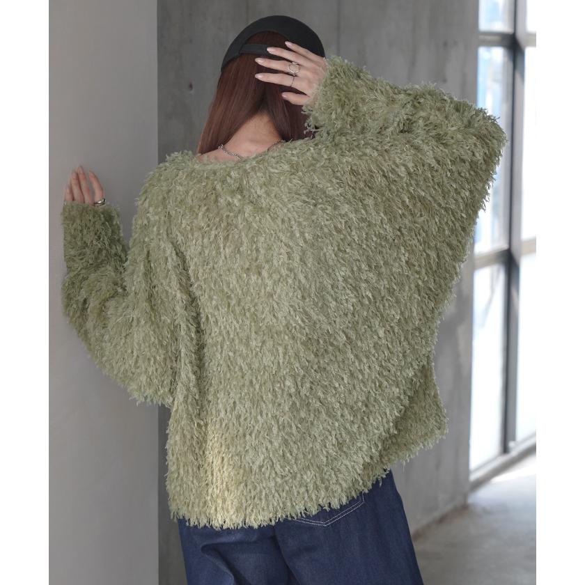 ニット シャギー レディース フリンジ セーター トップス シャギーニット フリンジニット ローケージ ローケージニット プルオーバー モヘア フェザー | HUG.U | 18
