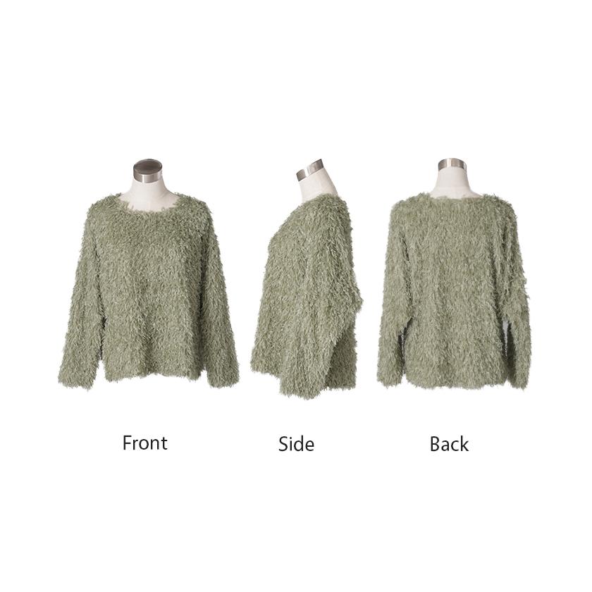 ニット シャギー レディース フリンジ セーター トップス シャギーニット フリンジニット ローケージ ローケージニット プルオーバー モヘア フェザー | HUG.U | 22