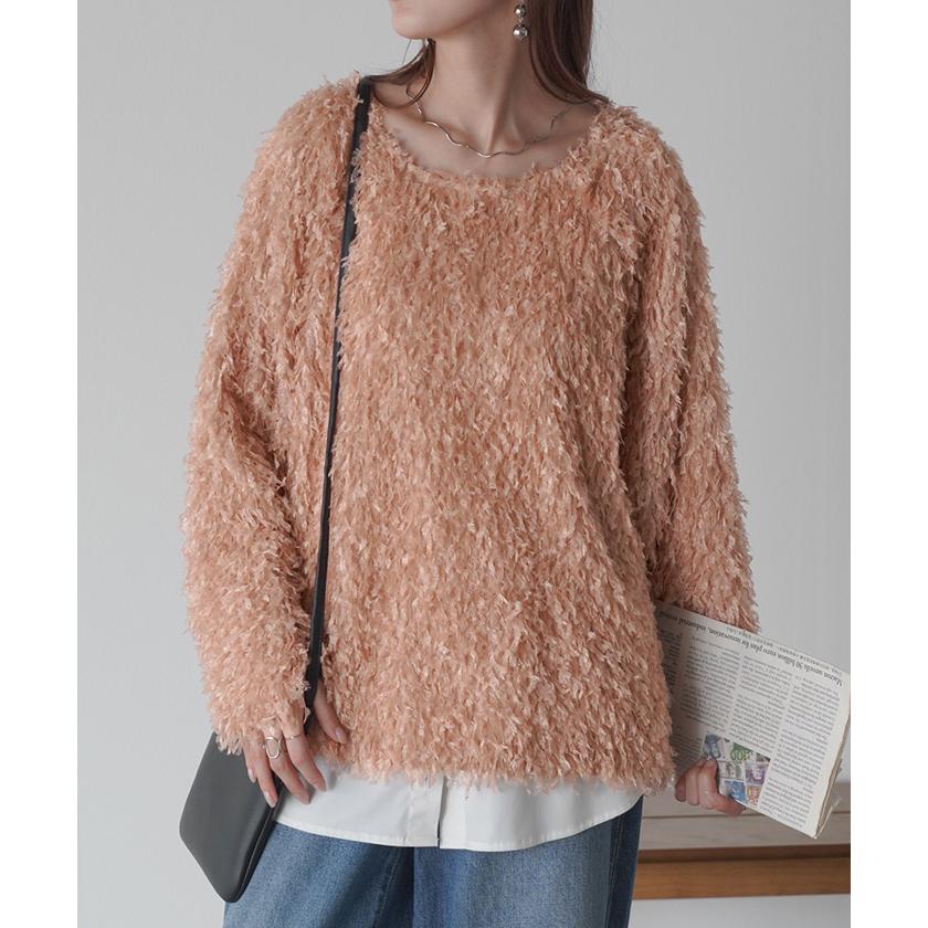 ニット シャギー レディース フリンジ セーター トップス シャギーニット フリンジニット ローケージ ローケージニット プルオーバー モヘア フェザー | HUG.U | 11