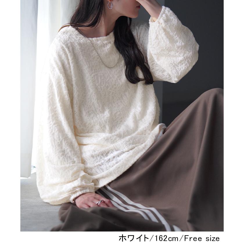 HUG.U Tシャツ ロンT シアー ジャガード レディース トップス