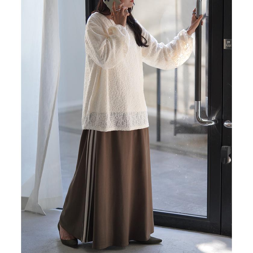 HUG.U（ハグユー） Tシャツ ロンT シアー ジャガード レディース