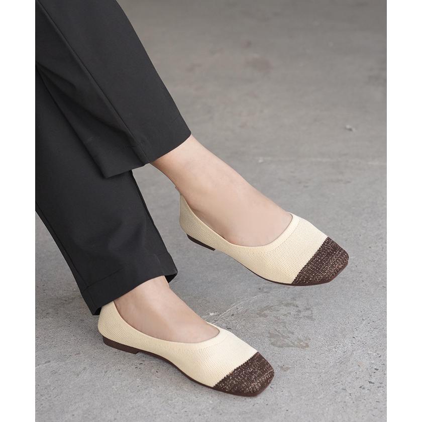 パンプス 超軽量 シューズ レディース ニット ニットパンプス スクエア スクエアトゥパンプス 靴 くつ クツ 歩きやすい ヒール ローヒール | HUG.U | 23