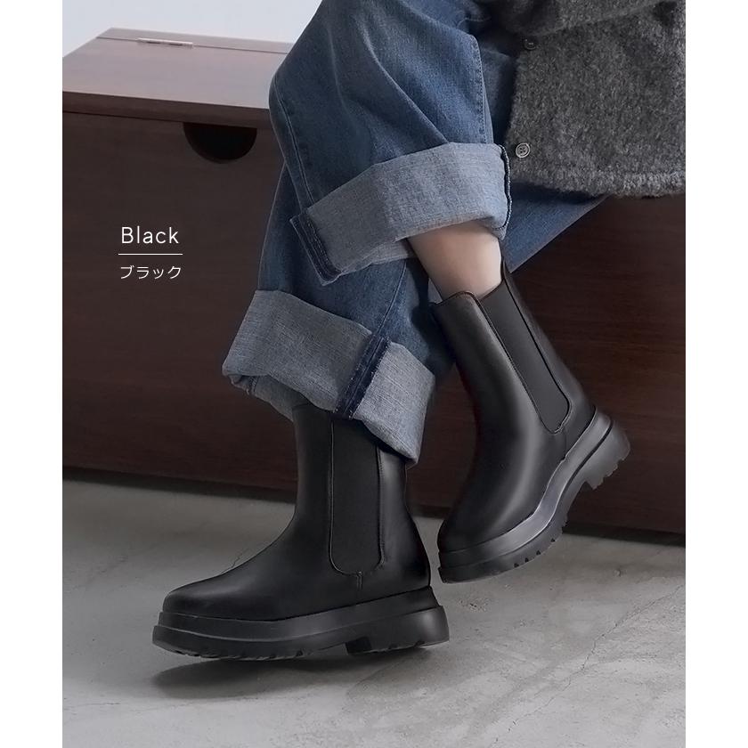 ブーツ フロントジップ レディース 合皮 フェイクレザー ショートブーツ ボリュームブーツ 大人カジュアル | HUG.U | 12