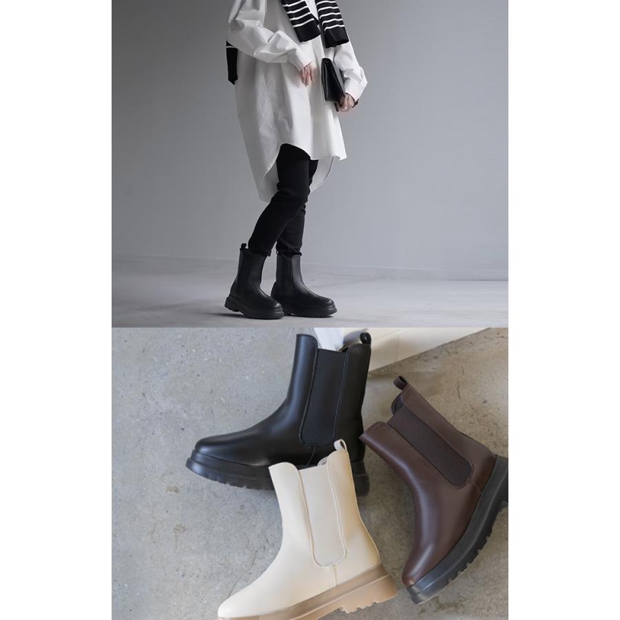 ブーツ フロントジップ レディース 合皮 フェイクレザー ショートブーツ ボリュームブーツ 大人カジュアル | HUG.U | 14