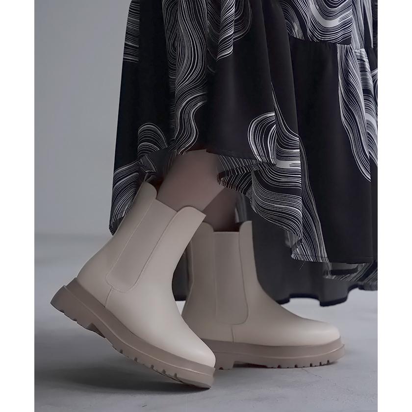 ブーツ フロントジップ レディース 合皮 フェイクレザー ショートブーツ ボリュームブーツ 大人カジュアル | HUG.U | 07