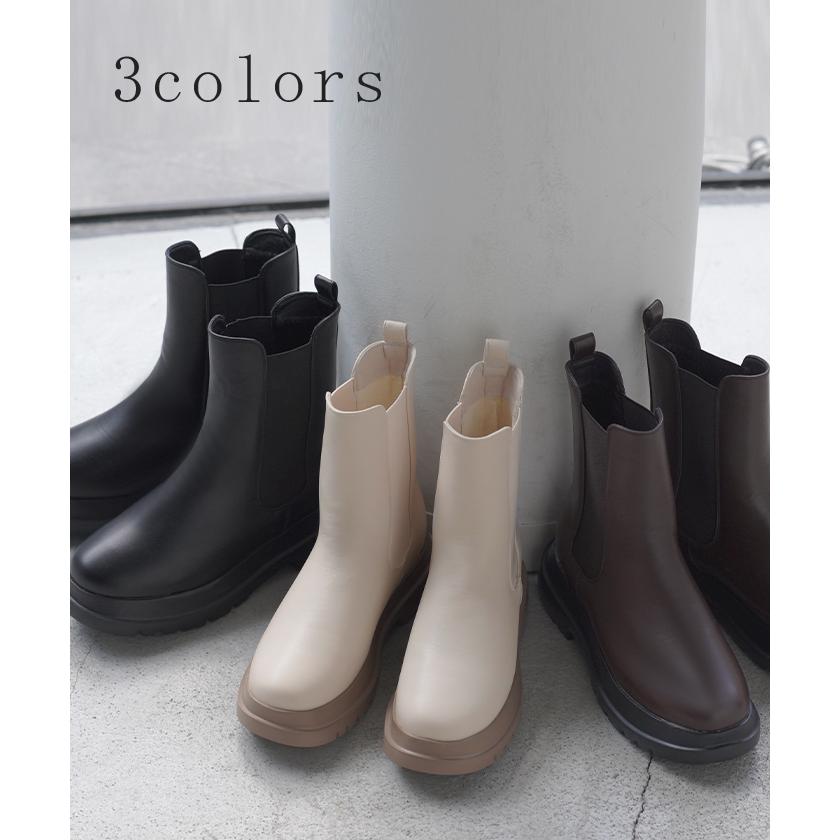 ブーツ フロントジップ レディース 合皮 フェイクレザー ショートブーツ ボリュームブーツ 大人カジュアル | HUG.U | 10