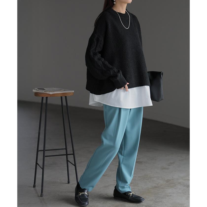 HUG.U ニット シャツ ドッキング レイヤード 風 レディース
