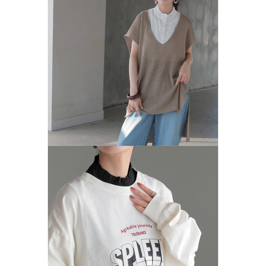 つけ襟 レイヤード レディース フリル 重ね着 付け襟 シャツ 風 無地 スタンドカラー モックネック | HUG.U | 13