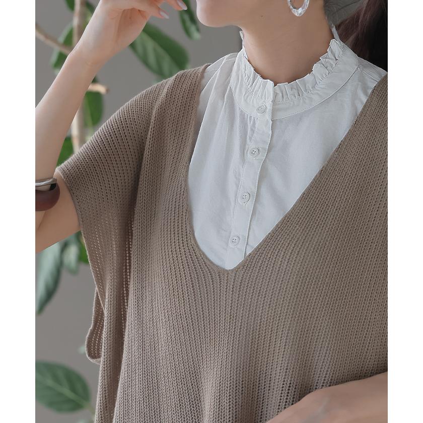 つけ襟 レイヤード レディース フリル 重ね着 付け襟 シャツ 風 無地 スタンドカラー モックネック | HUG.U | 09