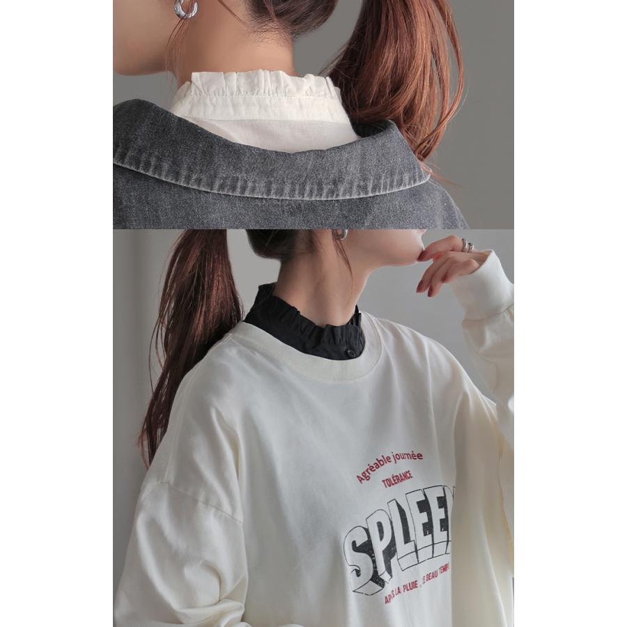 つけ襟 レース レイヤード レディース フリル 重ね着 付け襟 シャツ 風 無地 スタンドカラー モックネック | HUG.U | 11