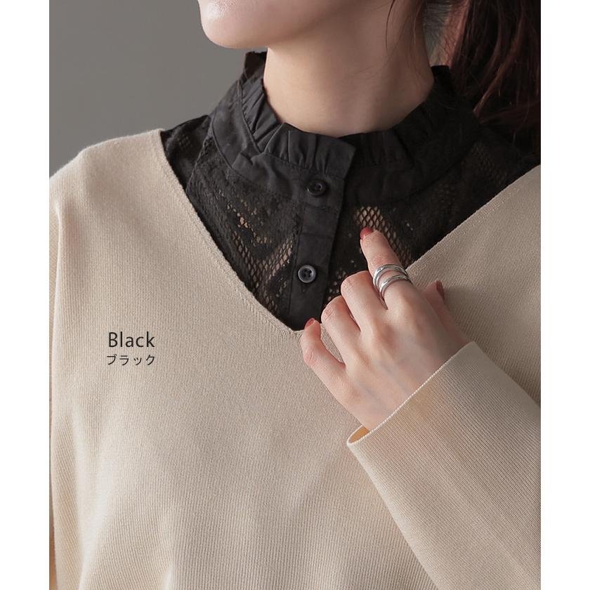 HUG.U（ハグユー） つけ襟 レース レイヤード レディース フリル 重ね