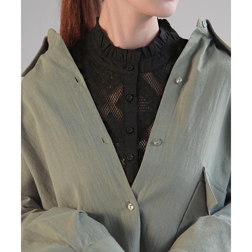 つけ襟 レース レイヤード レディース フリル 重ね着 付け襟 シャツ 風 無地 スタンドカラー モックネック | HUG.U | 06