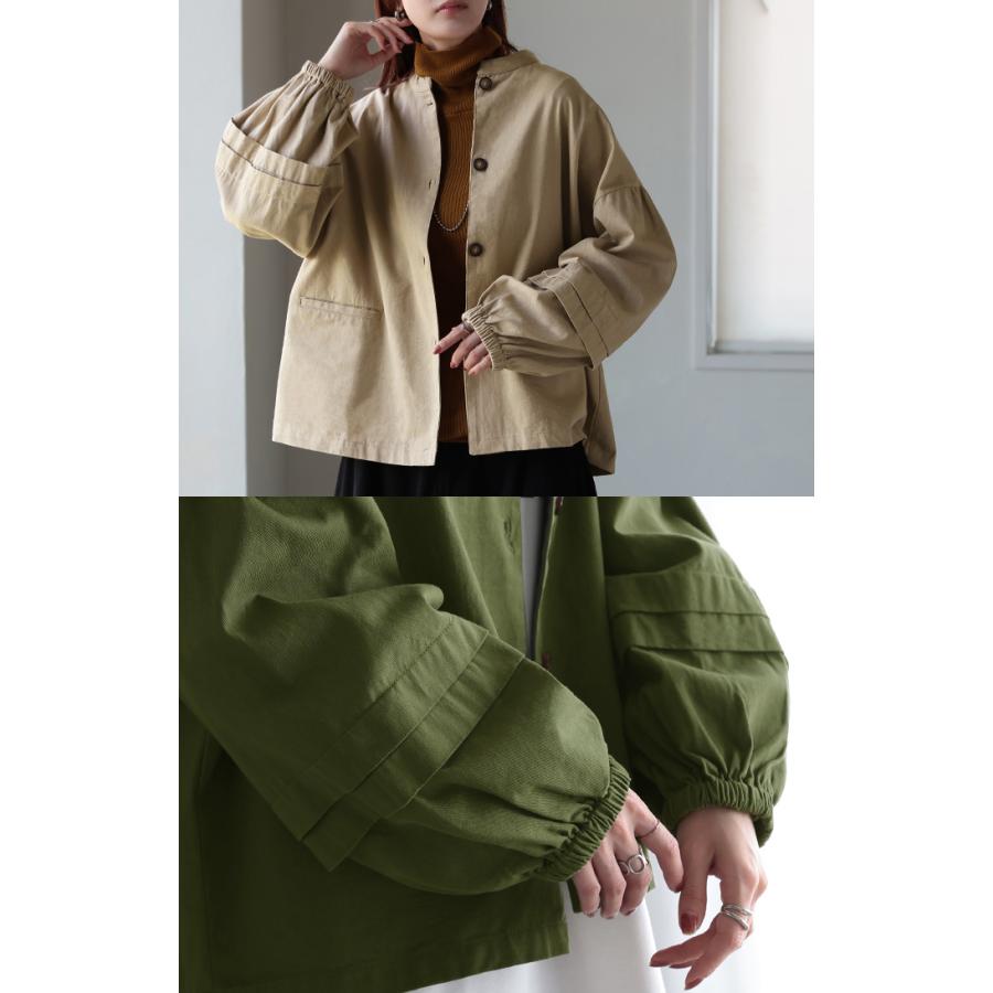 ブラック M ロング丈 ノーカラーブルゾン レディース VERMEIL par iena ブルゾン アウター ノーカラーギャザーZIP