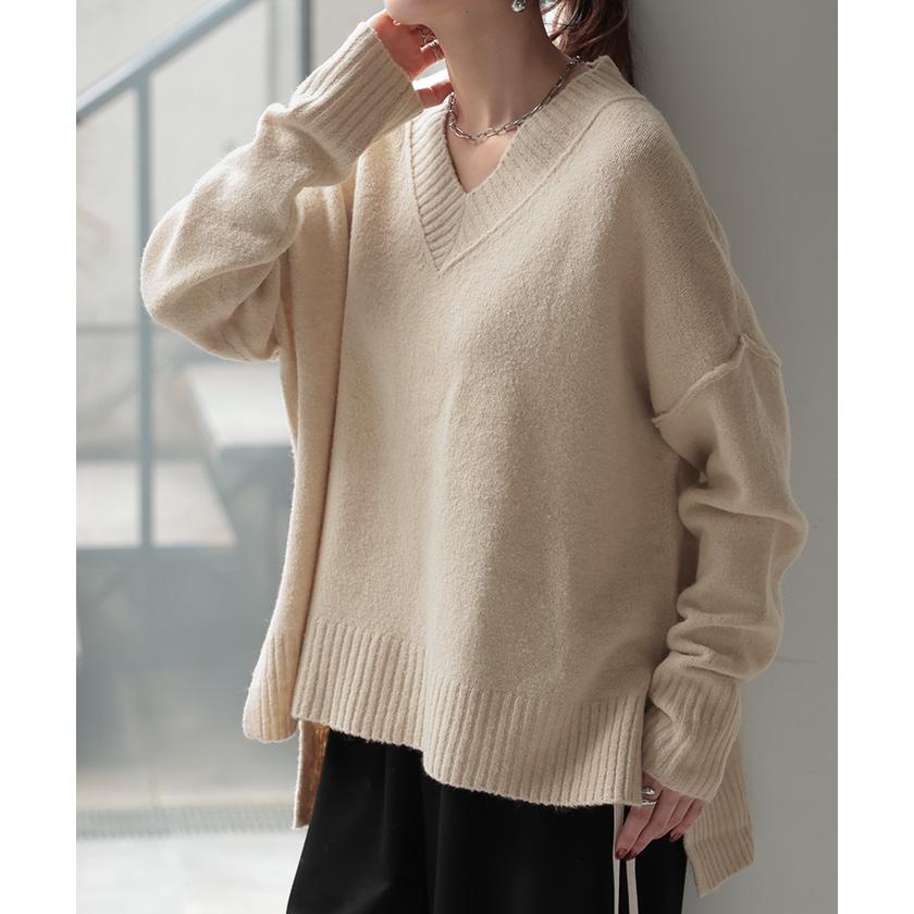 HUG.U（ハグユー） ニット 洗える Vネック レディース トップス