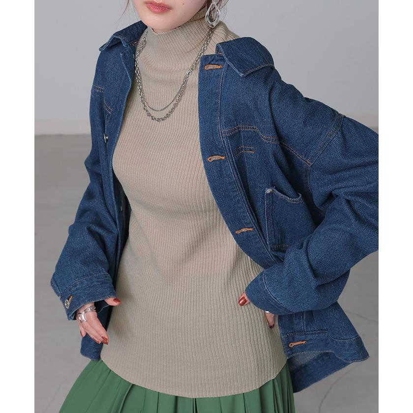 ニット 洗える リブ インナー レディース セーター トップス リブニット タートル タートルネック ハイネック きれいめ 薄手 長袖 無地 レイヤード 重ね着 長い | HUG.U | 16