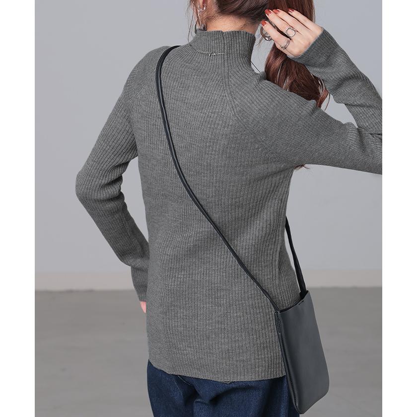 ニット 洗える リブ インナー レディース セーター トップス リブニット タートル タートルネック ハイネック きれいめ 薄手 長袖 無地 レイヤード 重ね着 長い | HUG.U | 20