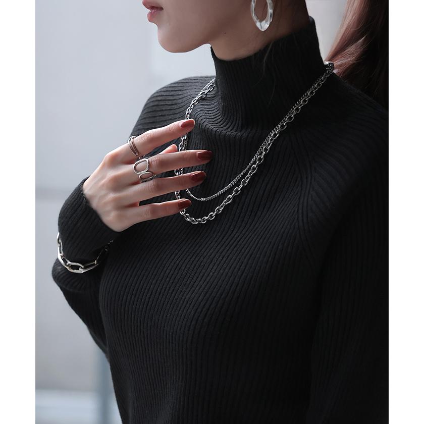 ニット 洗える リブ インナー レディース セーター トップス リブニット タートル タートルネック ハイネック きれいめ 薄手 長袖 無地 レイヤード 重ね着 長い | HUG.U | 22