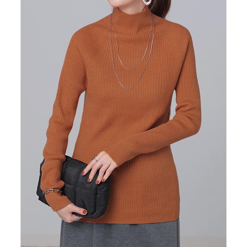 ニット 洗える リブ インナー レディース セーター トップス リブニット タートル タートルネック ハイネック きれいめ 薄手 長袖 無地 レイヤード 重ね着 長い | HUG.U | 09