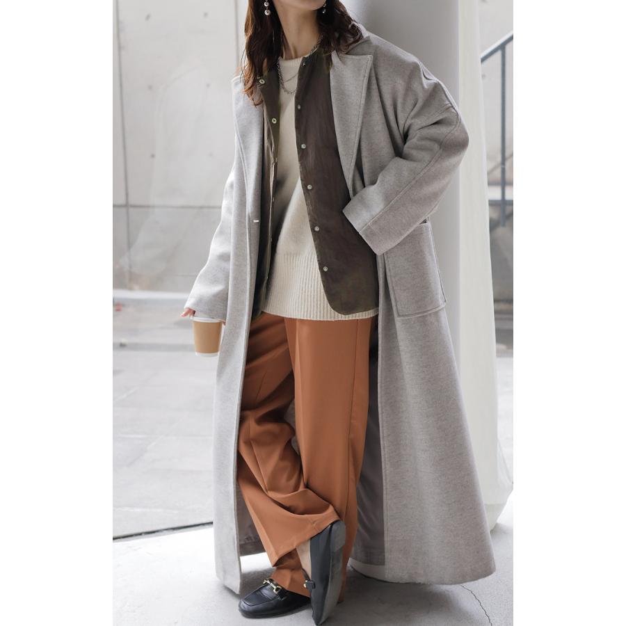 ブルゾン 軽量 中綿 レディース アウター ジャケット ロング ジャンパー 長袖 無地 お尻が隠れる ノーカラー 軽い ドルマン オーバー シワになりにくい | HUG.U | 09