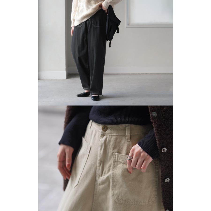 パンツ レディース テーパード ボトムス テーパードパンツ コクーン 綿100％ クロップドパンツ ゴム ロング | HUG.U | 05