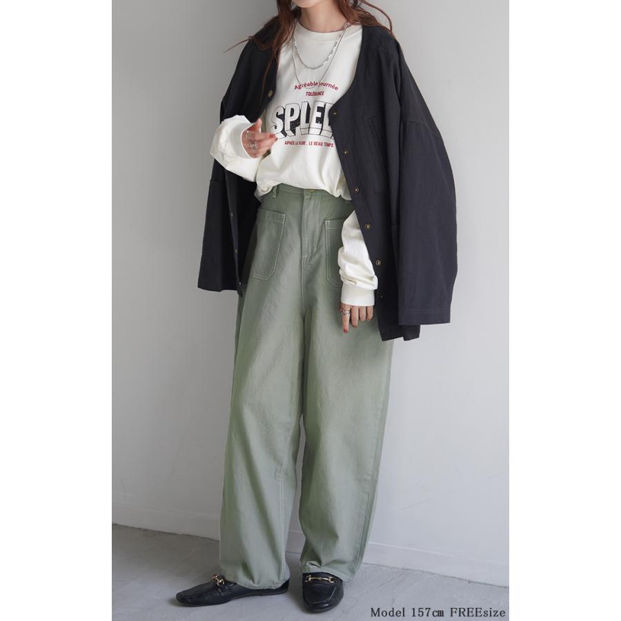 パンツ レディース テーパード ボトムス テーパードパンツ コクーン 綿100％ クロップドパンツ ゴム ロング | HUG.U | 06