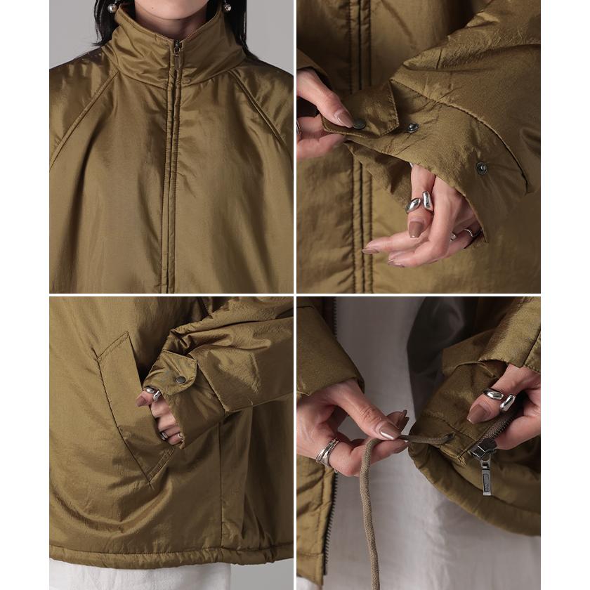 アウター ブルゾン ジャケット タートルネック レディース トラックジャケット オーバーサイズ ナイロン | HUG.U | 15