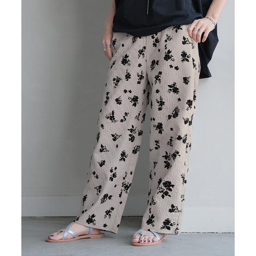 HUG.U（ハグユー） パンツ ジャガード 花柄 レディース フロッキー