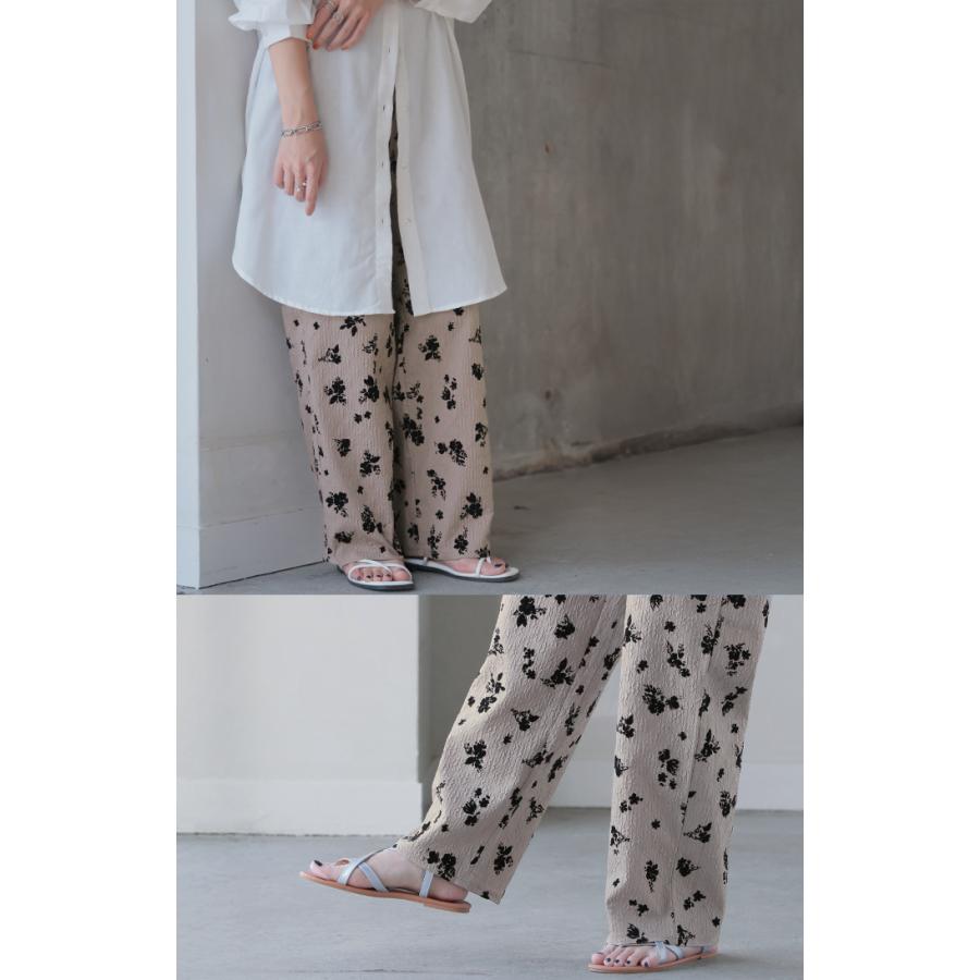 HUG.U（ハグユー） パンツ ジャガード 花柄 レディース フロッキー