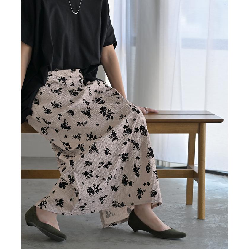 HUG.U（ハグユー） スカート 花柄 フロッキー レディース ジャガード