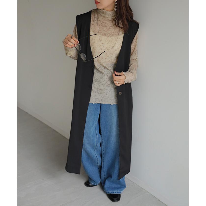 パンツ デニム ワイド 綿100 レディース ロング 長め ボトムス ダメージ 加工 ハイウエスト デニムパンツ 無地 ジーパン | HUG.U | 04