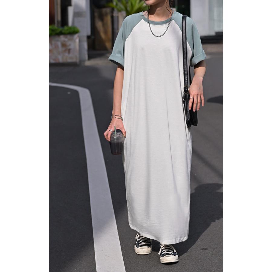 ワンピース Tシャツ ロゴ ワンピ レディース ロング ロングワンピース カットソー Aライン マキシ マキシワンピース ワンピ ロングワンピ 半袖 ラグランスリーブ | HUG.U | 10