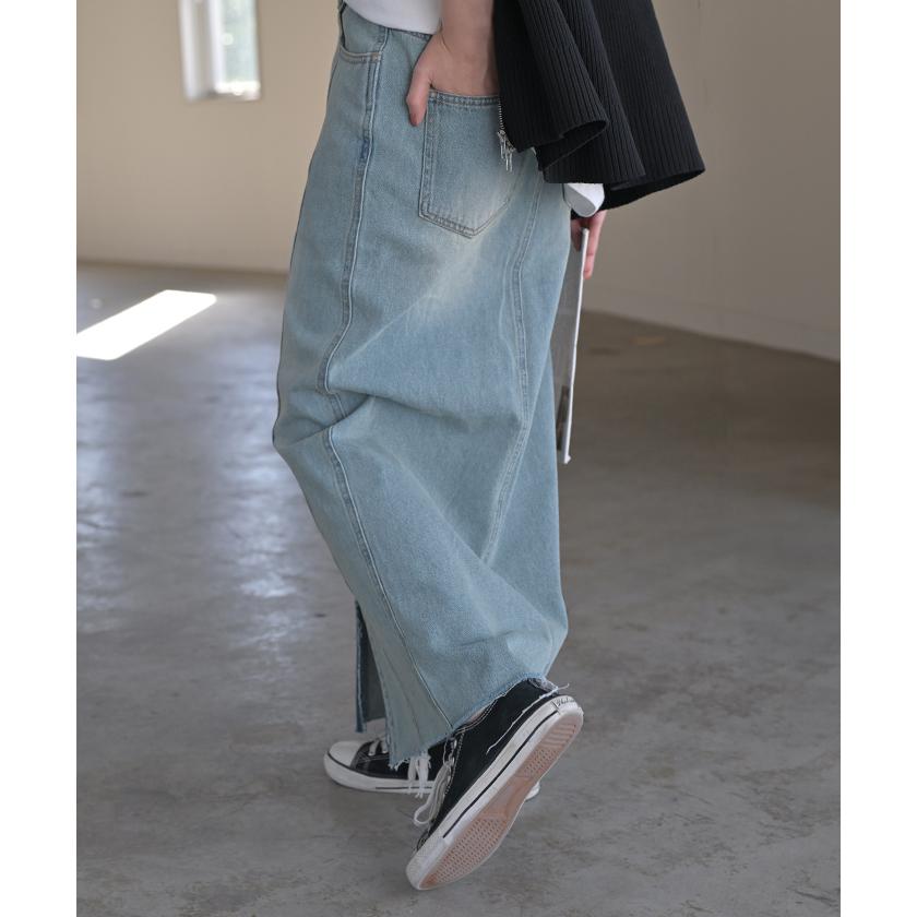 スカート デニム ロング レディース ボトムス デニムスカート ロングスカート 綿100% Iライン ハイウエスト | HUG.U | 19