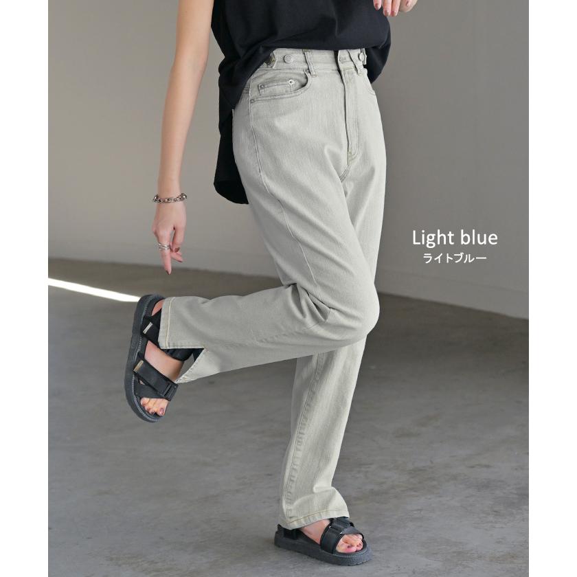 デニム パンツ デニムパンツ レディース ワイド ジーンズ ジーパン 体型カバー ボトムス ボトム ストレート | HUG.U | 19