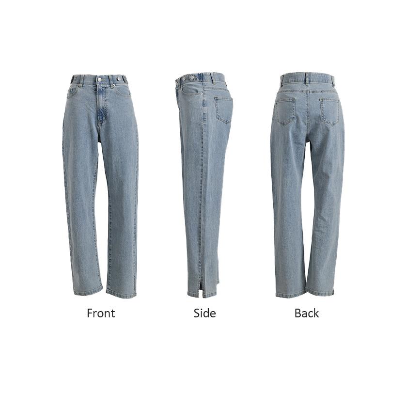 デニム パンツ デニムパンツ レディース ワイド ジーンズ ジーパン 体型カバー ボトムス ボトム ストレート | HUG.U | 23