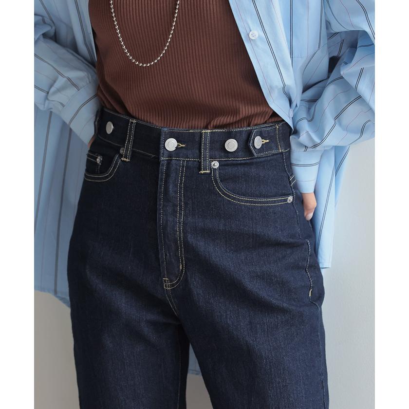 デニム パンツ デニムパンツ レディース ワイド ジーンズ ジーパン 体型カバー ボトムス ボトム ストレート | HUG.U | 08