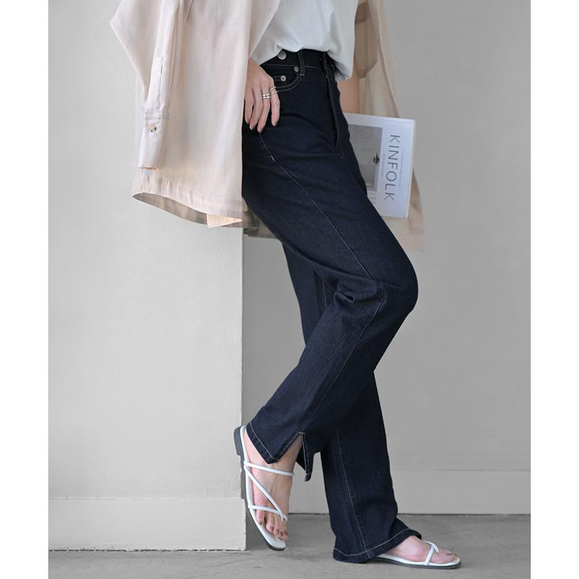 デニム パンツ デニムパンツ レディース ワイド ジーンズ ジーパン 体型カバー ボトムス ボトム ストレート | HUG.U | 10