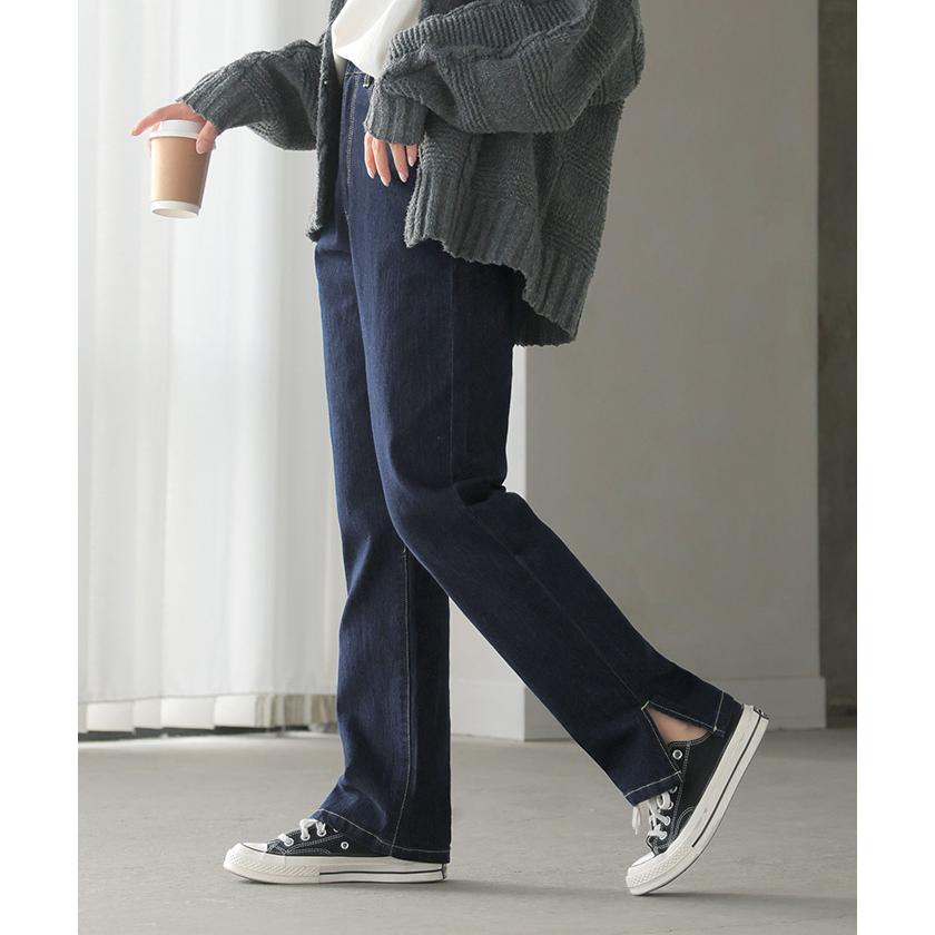 デニム パンツ デニムパンツ レディース ワイド ジーンズ ジーパン 体型カバー ボトムス ボトム ストレート | HUG.U | 10