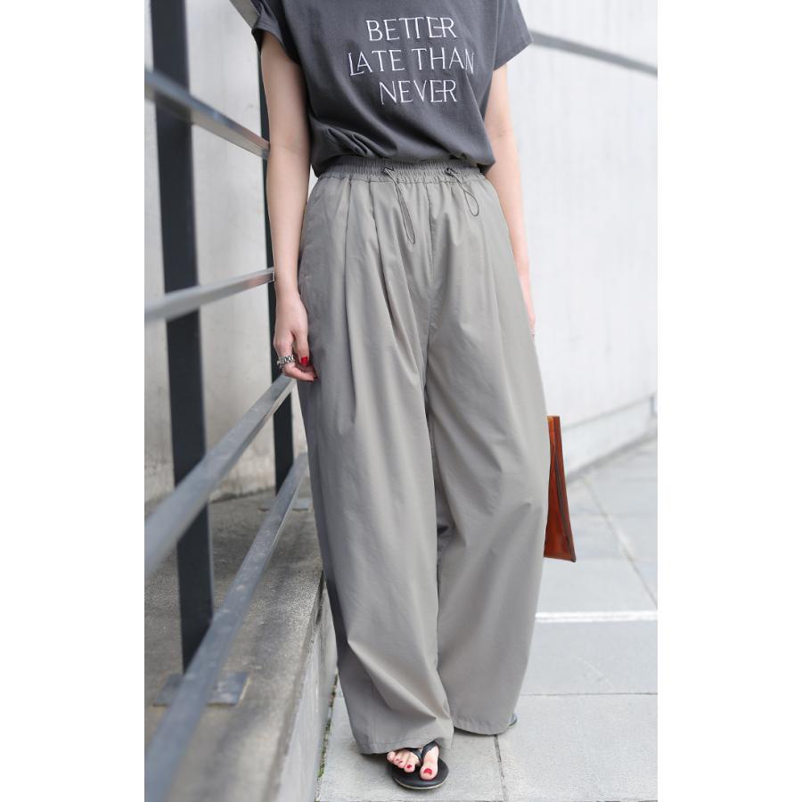 パンツ ナイロン 混 ワイドパンツ レディース ワイド ロング ボトムス ボトム ハイウエスト ズボン ずぼん ロングパンツ | HUG.U | 11