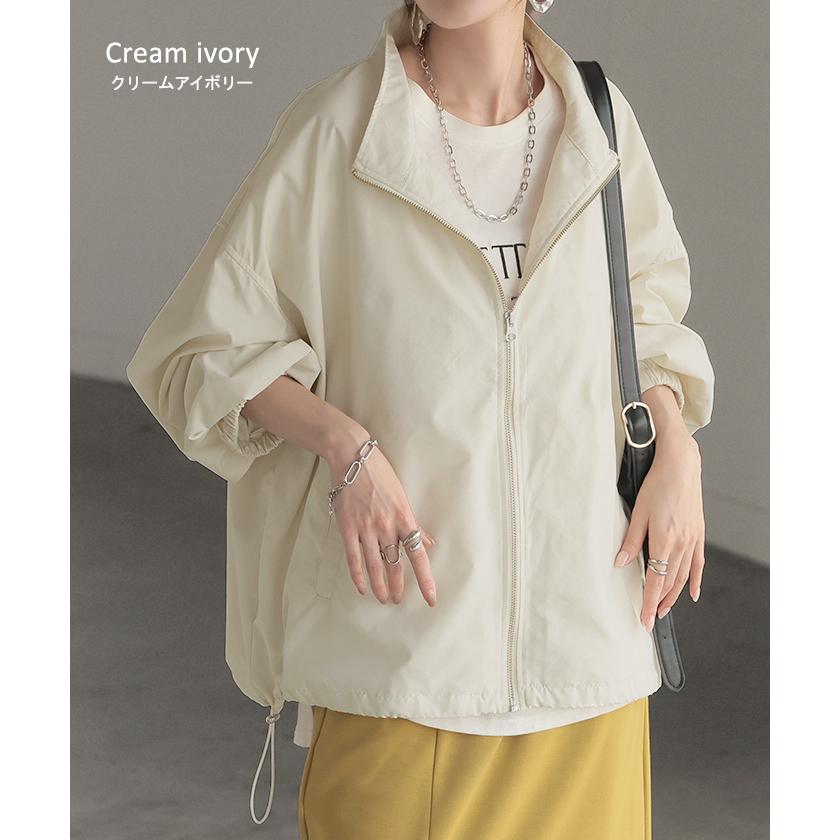 ブルゾン アウター スタンドネック レディース ジャンパー ライトアウター 羽織 軽い ドルマン | HUG.U | 17